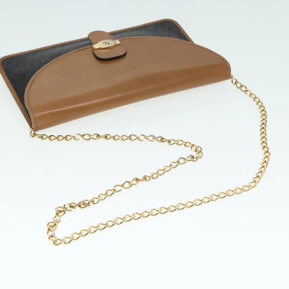 DIOR Chain Shoulder Bag Pvc Leather Black Brown Gold - Picture 7 of 12